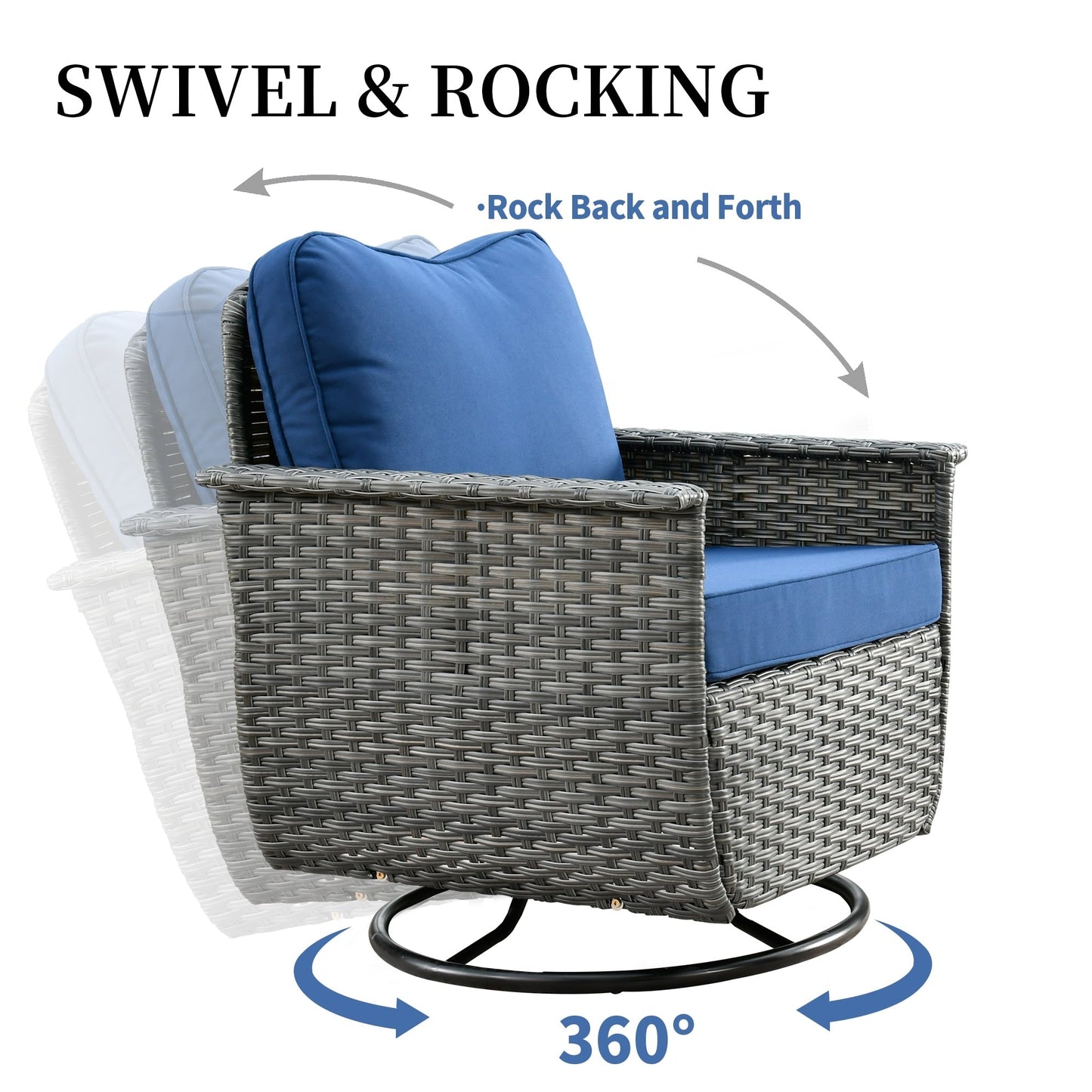 Set di 3 sedie girevoli in vimini per mobili da giardino adatti agli animali domestici OVIOS