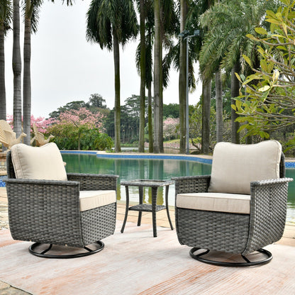 Set di 3 sedie girevoli in vimini per mobili da giardino adatti agli animali domestici OVIOS