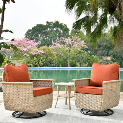 Set di 3 sedie girevoli in vimini per mobili da giardino adatti agli animali domestici OVIOS
