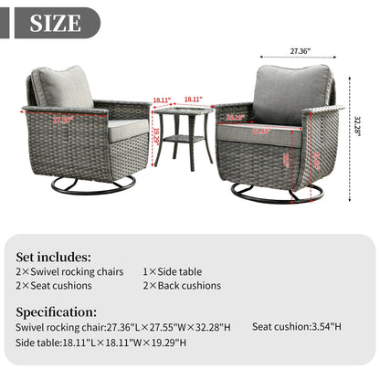 Set di 3 sedie girevoli in vimini per mobili da giardino adatti agli animali domestici OVIOS