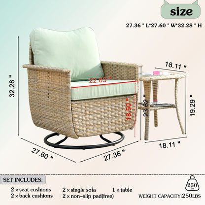 Set di 3 sedie girevoli in vimini per mobili da giardino adatti agli animali domestici OVIOS