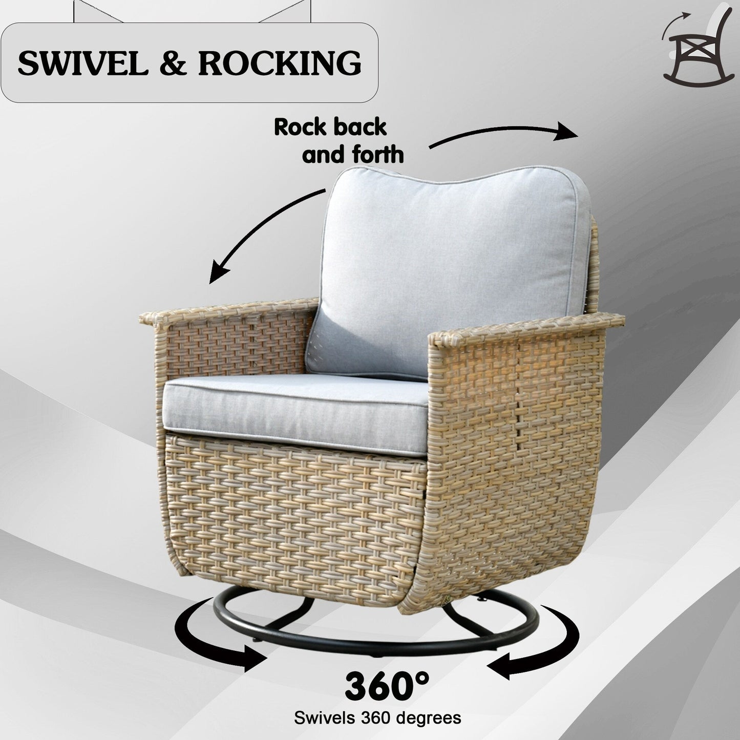 Set di 3 sedie girevoli in vimini per mobili da giardino adatti agli animali domestici OVIOS