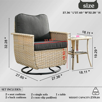 Set di 3 sedie girevoli in vimini per mobili da giardino adatti agli animali domestici OVIOS