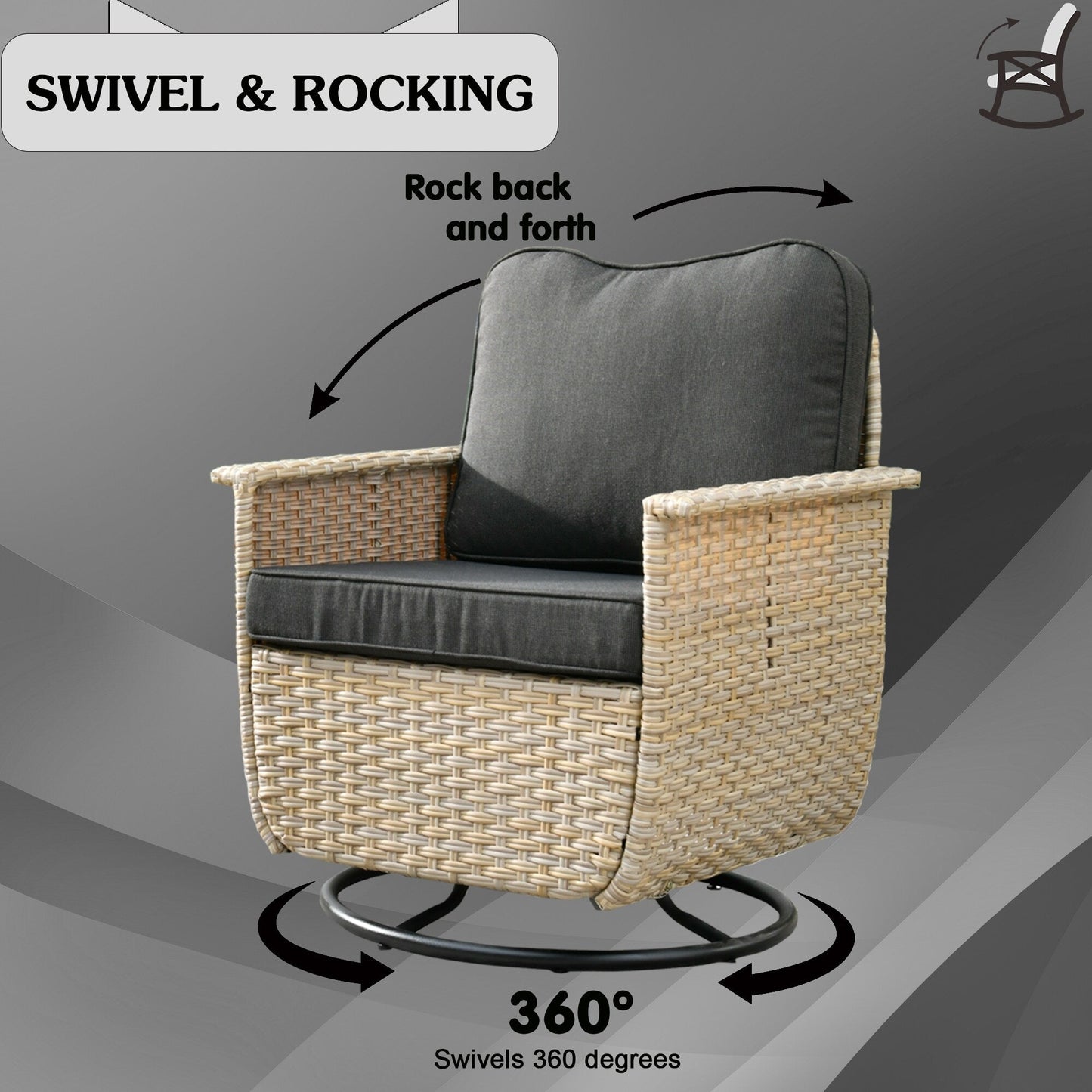 Set di 3 sedie girevoli in vimini per mobili da giardino adatti agli animali domestici OVIOS