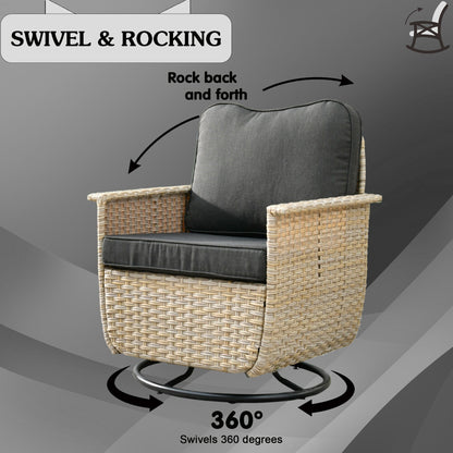 Set di 3 sedie girevoli in vimini per mobili da giardino adatti agli animali domestici OVIOS