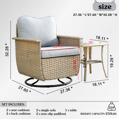 Set di 3 sedie girevoli in vimini per mobili da giardino adatti agli animali domestici OVIOS