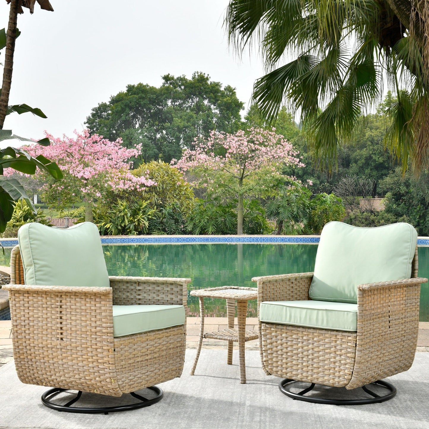 Set di 3 sedie girevoli in vimini per mobili da giardino adatti agli animali domestici OVIOS
