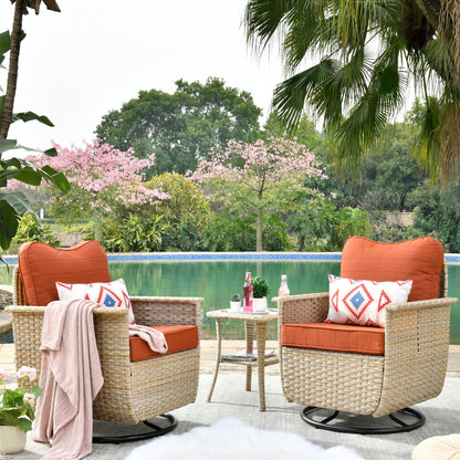 Set di 3 sedie girevoli in vimini per mobili da giardino adatti agli animali domestici OVIOS