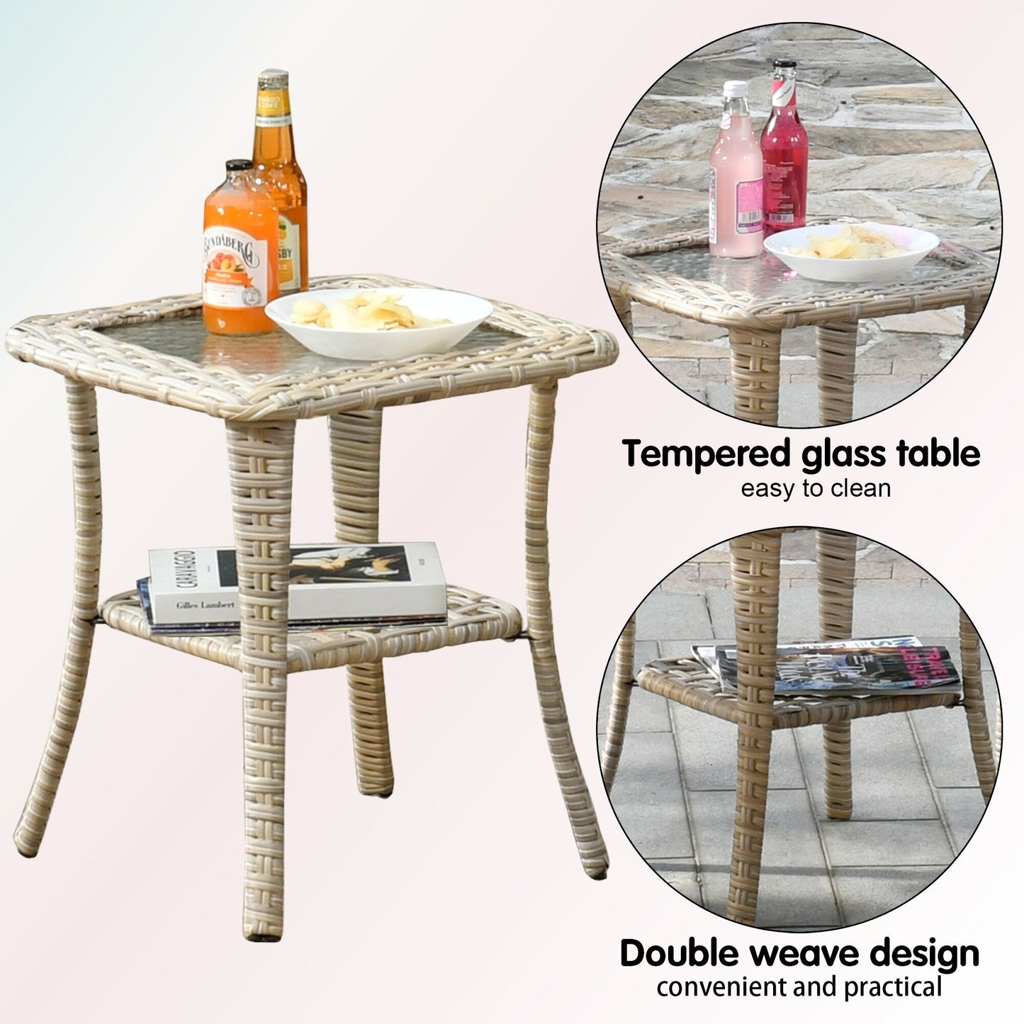 Set di 3 sedie girevoli in vimini per mobili da giardino adatti agli animali domestici OVIOS