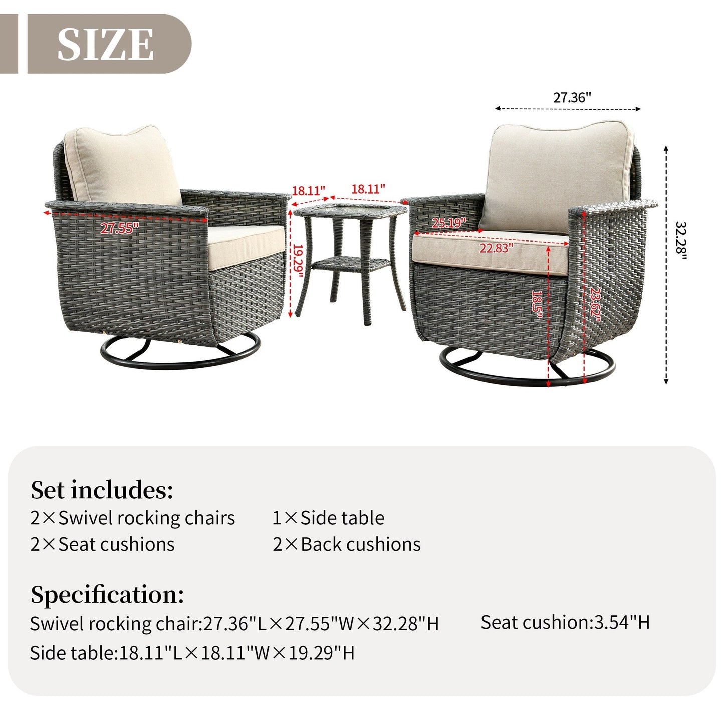 Set di 3 sedie girevoli in vimini per mobili da giardino adatti agli animali domestici OVIOS