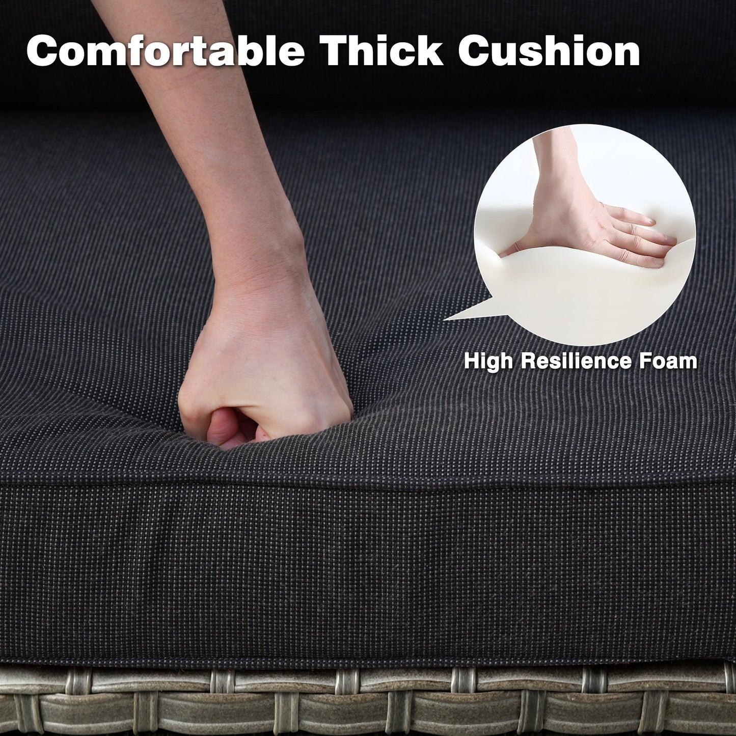 Set di 3 sedie girevoli in vimini per patio OVIOS