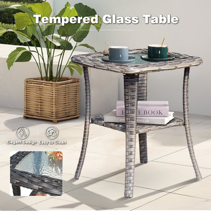 Set di 3 sedie girevoli in vimini per patio OVIOS