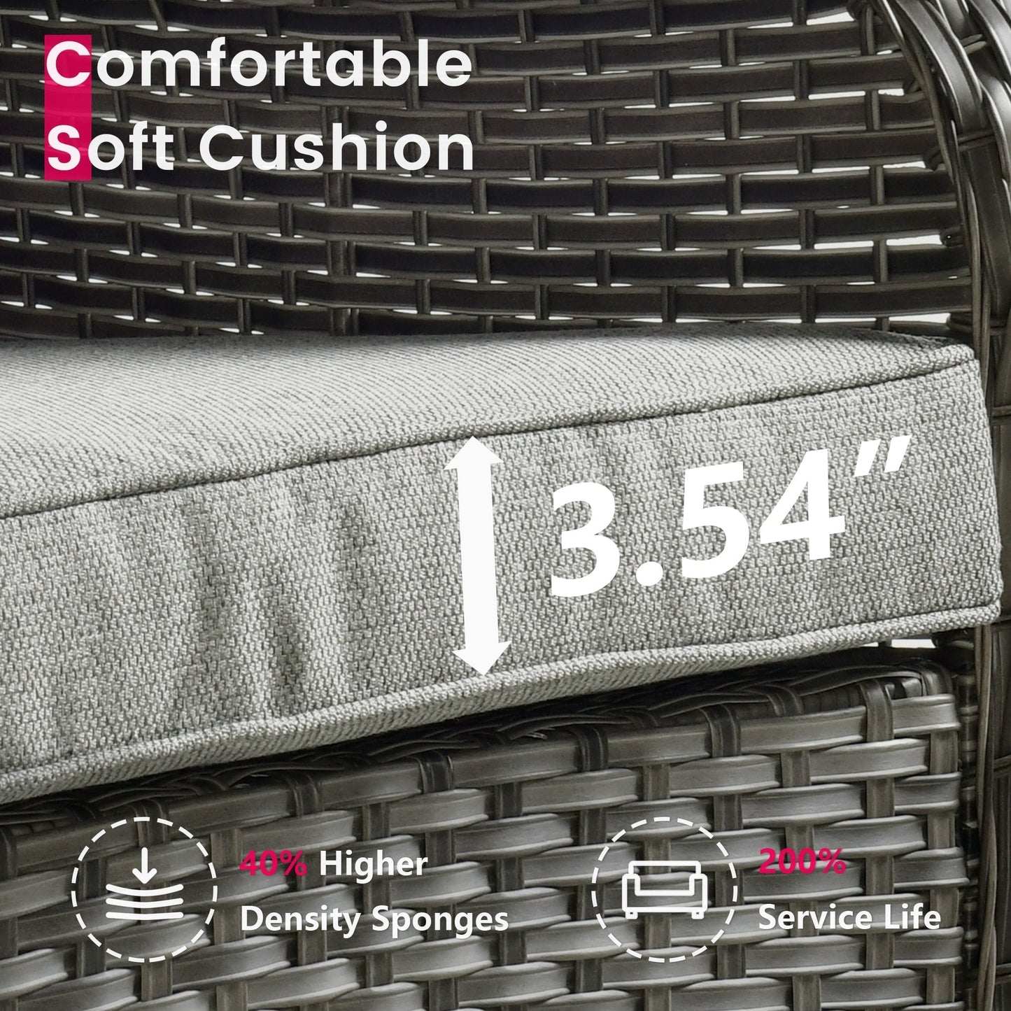 Set di 3 sedie girevoli in vimini per patio OVIOS