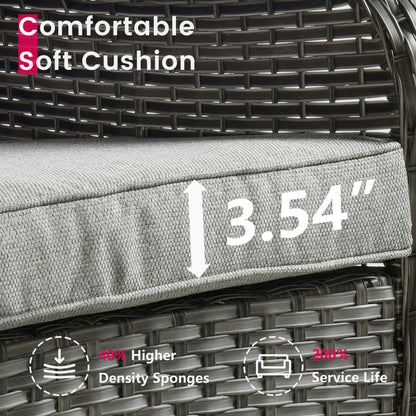 Set di 3 sedie girevoli in vimini per patio OVIOS