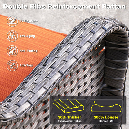 Set di 3 sedie girevoli in vimini per patio OVIOS