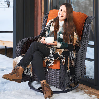 Set di 3 sedie girevoli in vimini per patio OVIOS