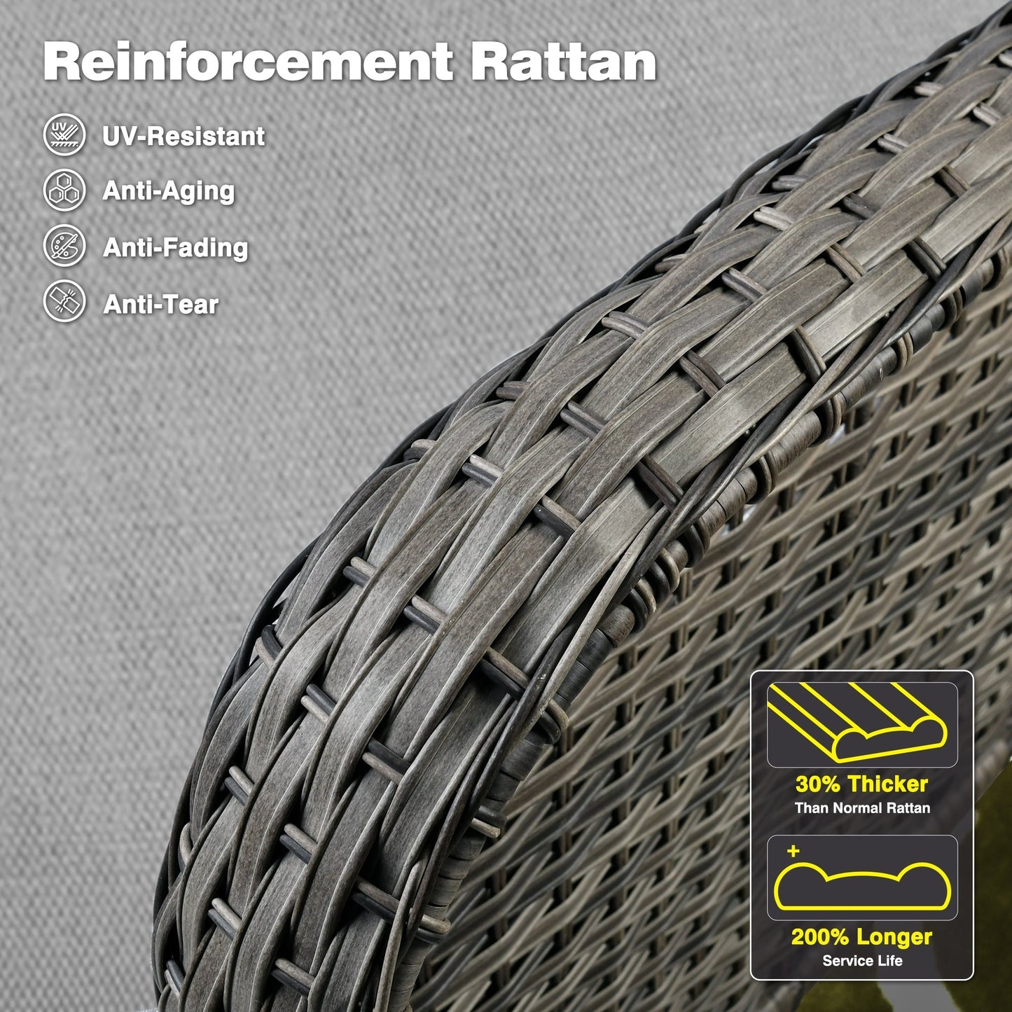 Set di 3 sedie girevoli in vimini per patio OVIOS