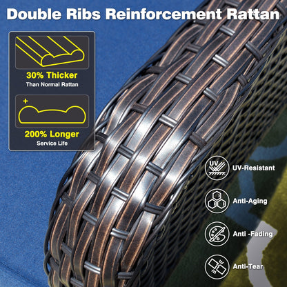 Set di 3 sedie girevoli in vimini per patio OVIOS