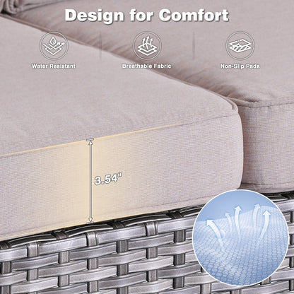 Set di 3 sedie girevoli in vimini per patio OVIOS