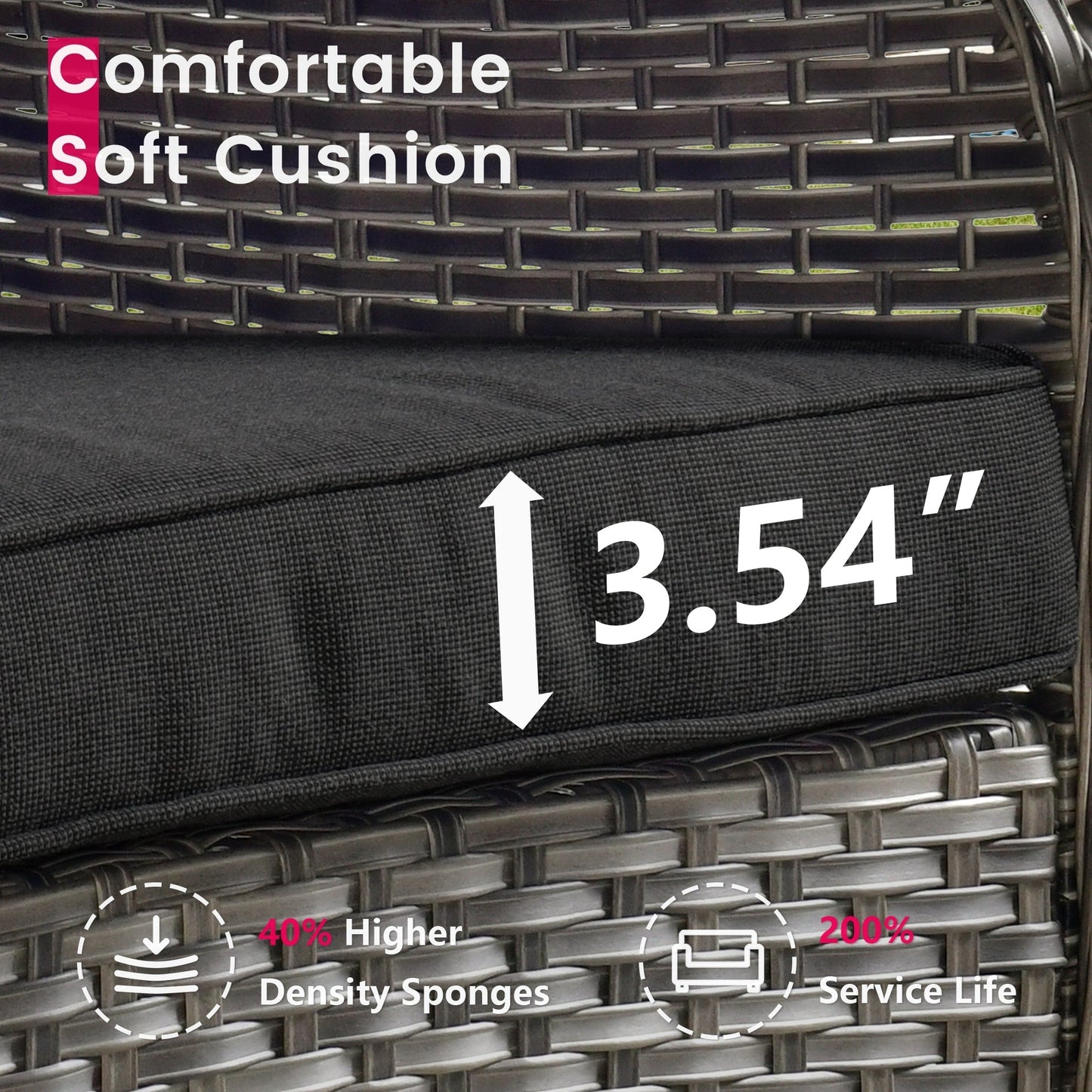 Set di 3 sedie girevoli in vimini per patio OVIOS