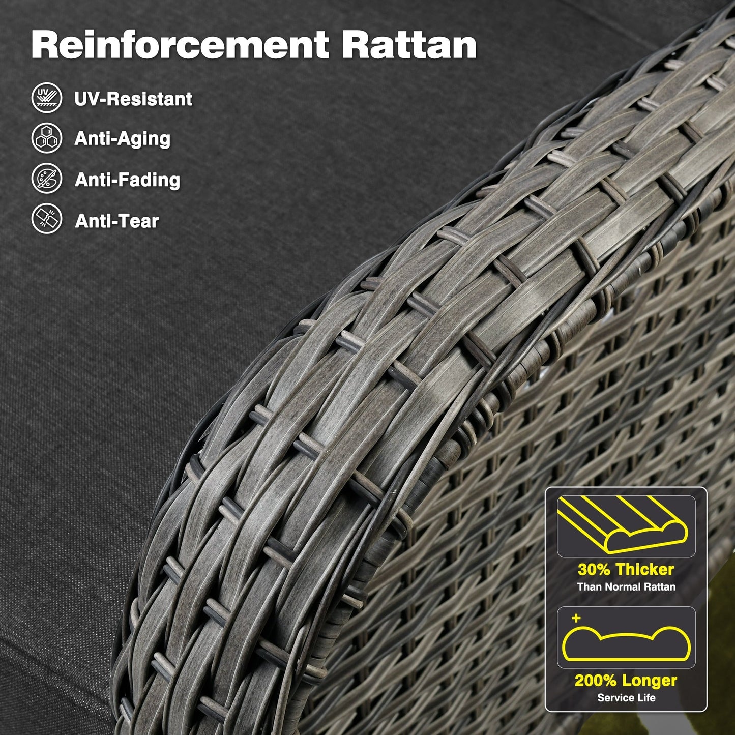 Set di 3 sedie girevoli in vimini per patio OVIOS