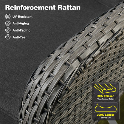 Set di 3 sedie girevoli in vimini per patio OVIOS