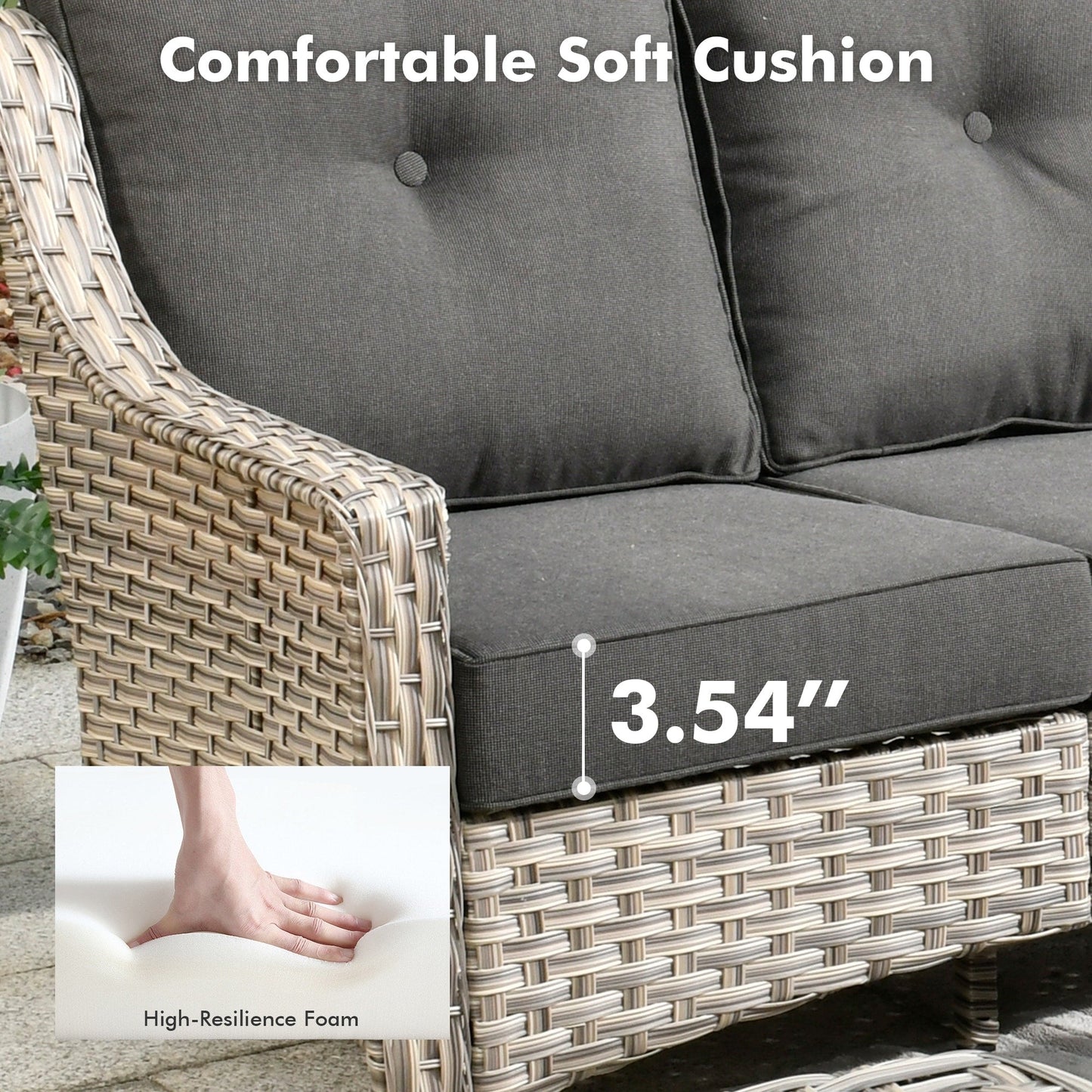 Set di 5 sedie girevoli in vimini per esterni OVIOS con tavolo ad energia solare