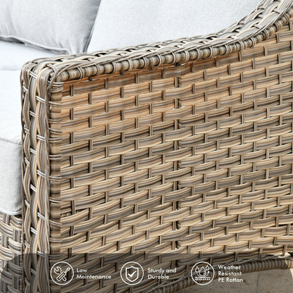 Set di 5 sedie girevoli in vimini per esterni OVIOS con tavolo ad energia solare