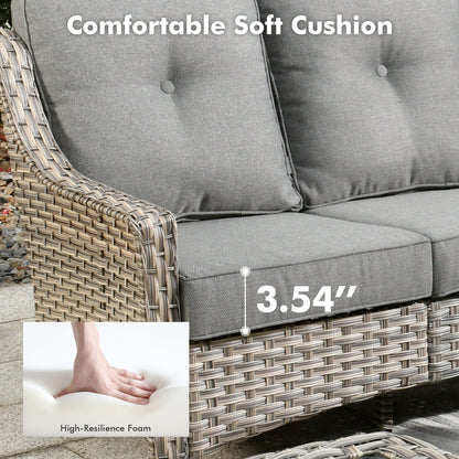 Set di 5 sedie girevoli in vimini per esterni OVIOS con tavolo ad energia solare