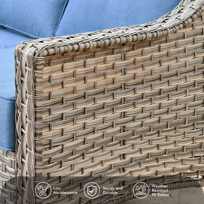 Set di 5 sedie girevoli in vimini per esterni OVIOS con tavolo ad energia solare