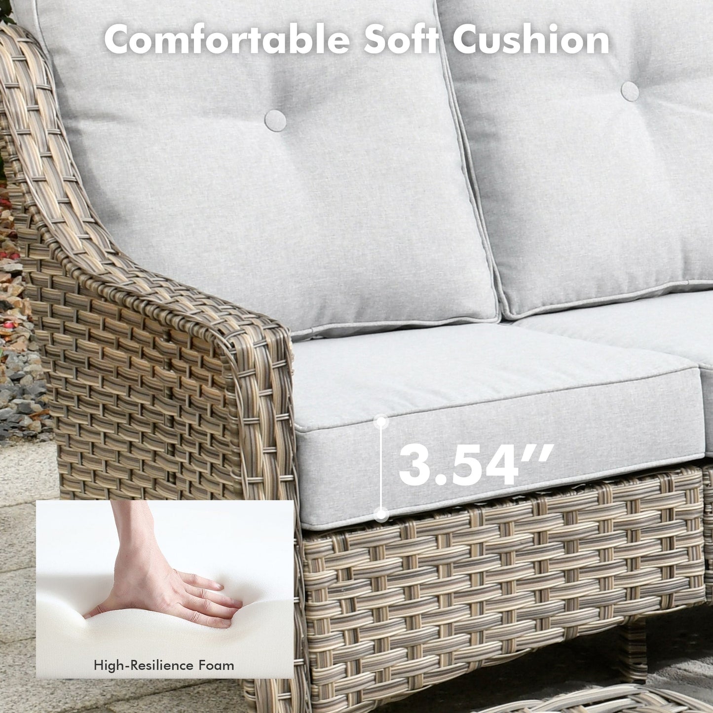 Set di 5 sedie girevoli in vimini per esterni OVIOS con tavolo ad energia solare