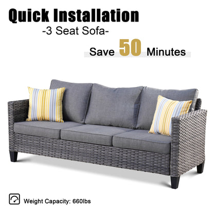 Set di 5 mobili da giardino in vimini con schienale alto OVIOS