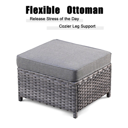 Set di 5 mobili da giardino in vimini con schienale alto OVIOS