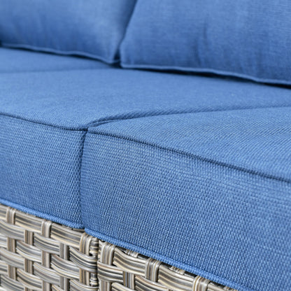 Set da conversazione in vimini da patio OVIOS da 5 pezzi con tavolo da fuoco