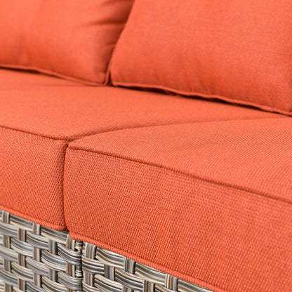 Set da conversazione in vimini da patio OVIOS da 5 pezzi con tavolo da fuoco