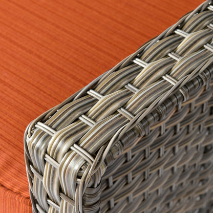 Set da conversazione in vimini da patio OVIOS da 5 pezzi con tavolo da fuoco