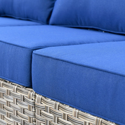 Set da conversazione in vimini da patio OVIOS da 5 pezzi con tavolo da fuoco