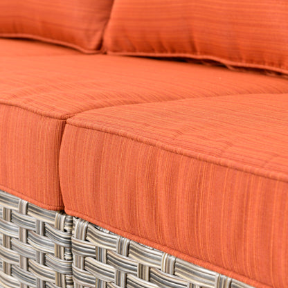 Set da conversazione in vimini da patio OVIOS da 5 pezzi con tavolo da fuoco