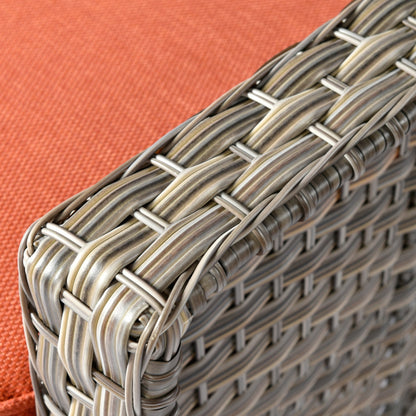 Set da conversazione in vimini da patio OVIOS da 5 pezzi con tavolo da fuoco