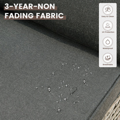 Set di 6 sedie girevoli in vimini per esterni OVIOS con tavolino da caffè a energia solare