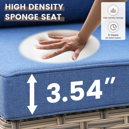 Set di 6 sedie girevoli in vimini per esterni OVIOS con tavolino da caffè a energia solare