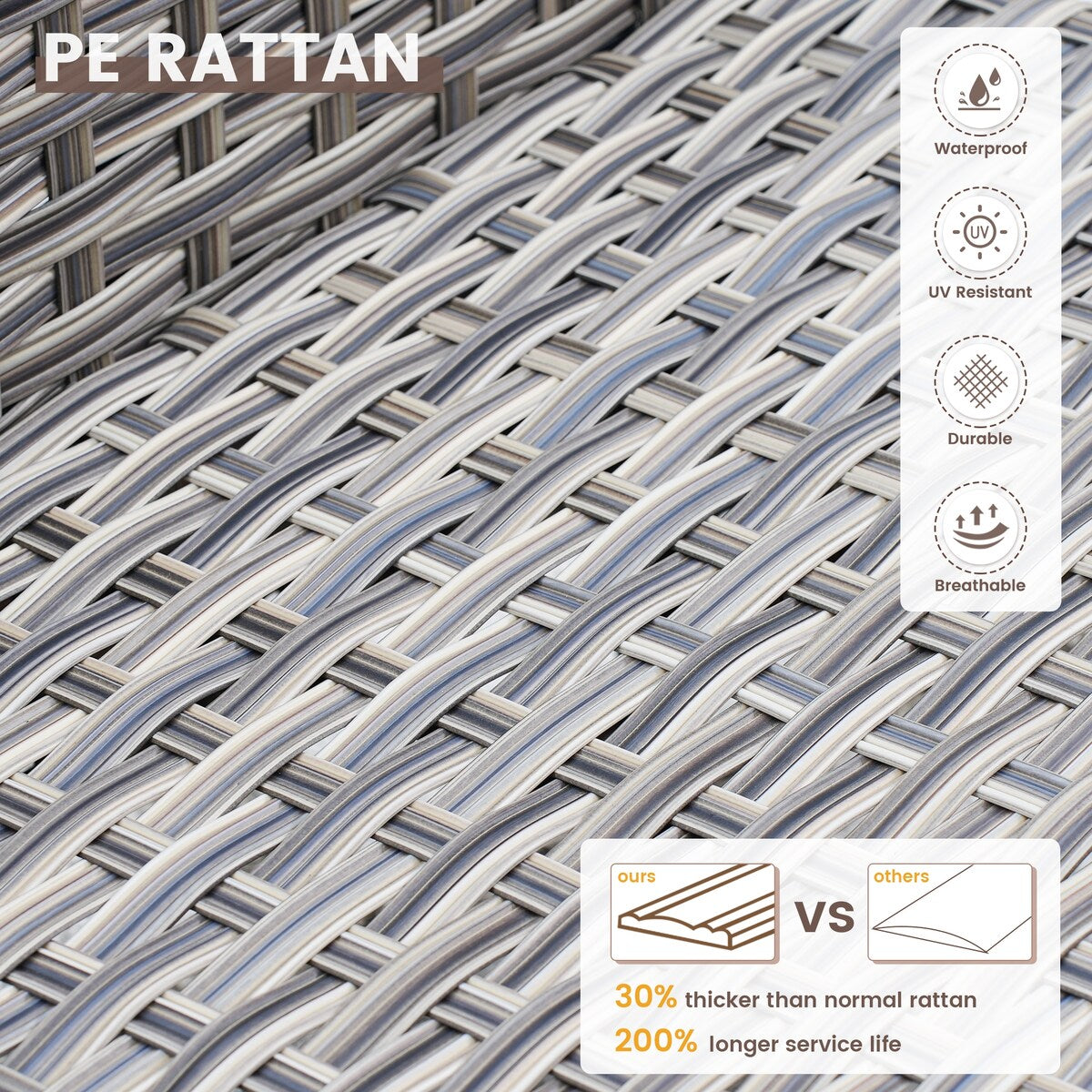 Set di 6 sedie girevoli in vimini per esterni OVIOS con tavolino da caffè a energia solare