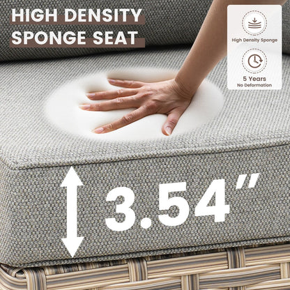 Set di 6 sedie girevoli in vimini per esterni OVIOS con tavolino da caffè a energia solare