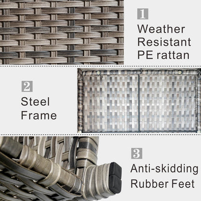 Set da conversazione in vimini per patio esterno OVIOS da 6 pezzi con tavolo con piano in vetro