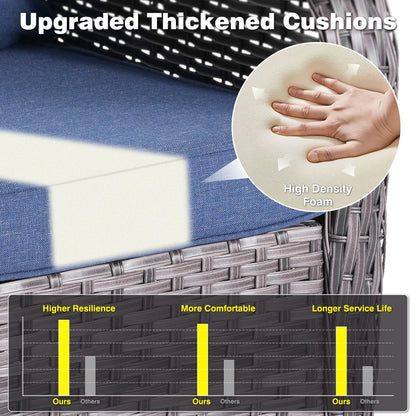 Set da conversazione in vimini da 6 pezzi OVIOS con tavolo con piano in vetro