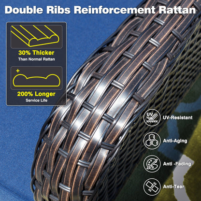 Set da conversazione in vimini da 6 pezzi OVIOS con tavolo con piano in vetro