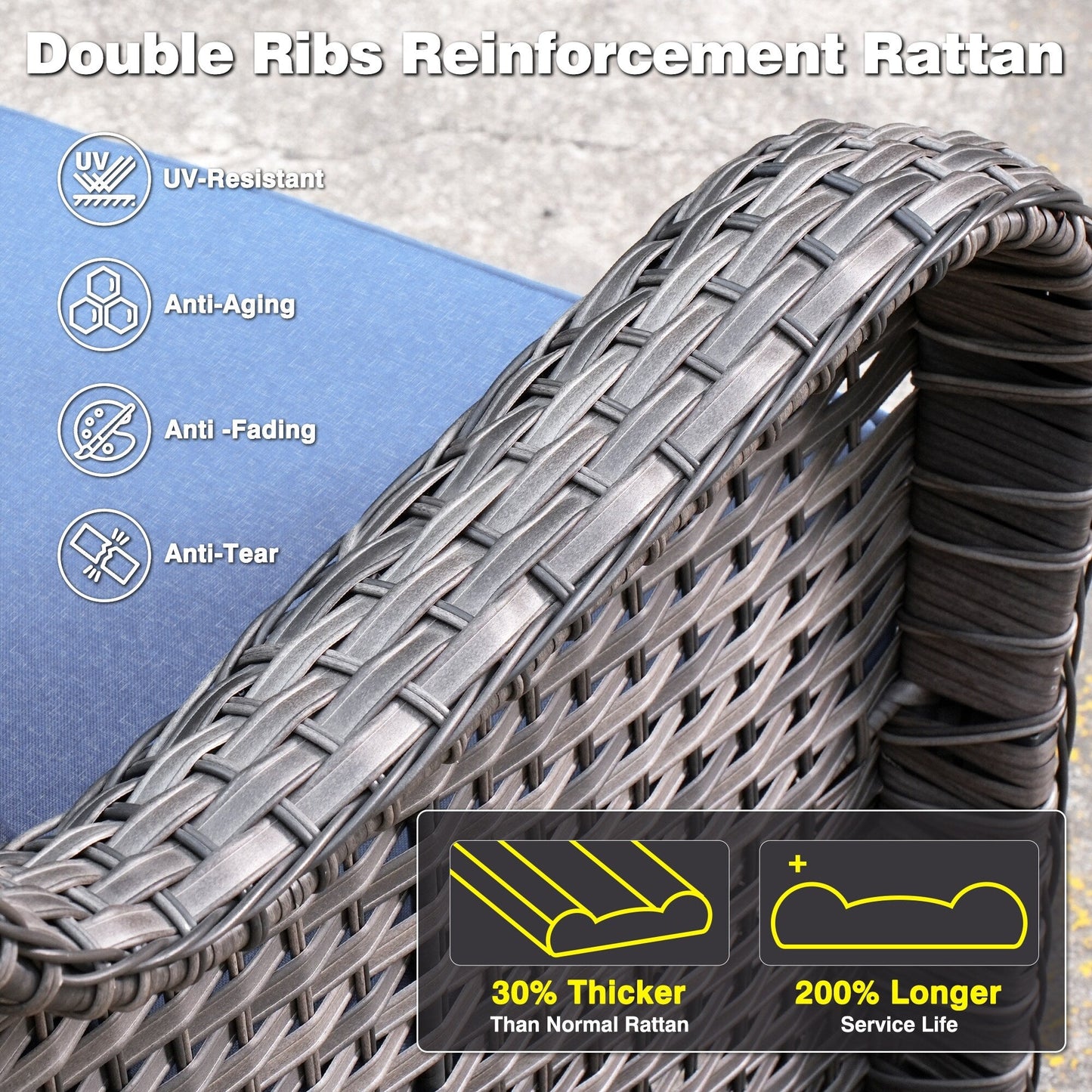 Set da conversazione in vimini da 6 pezzi OVIOS con tavolo con piano in vetro