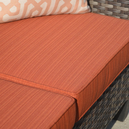 Set da conversazione con divano a due posti in vimini da giardino OVIOS da 6 pezzi