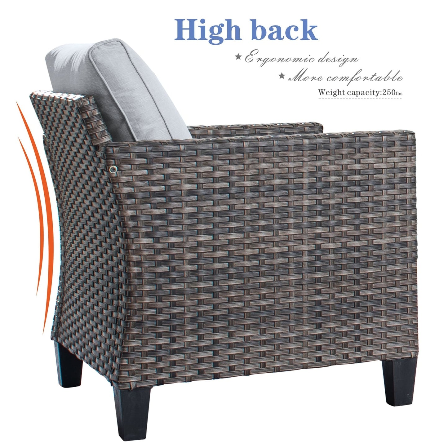 Set da conversazione con divano a due posti in vimini da giardino OVIOS da 6 pezzi