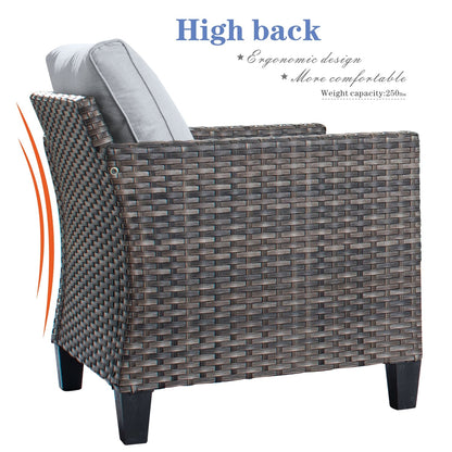 Set da conversazione con divano a due posti in vimini da giardino OVIOS da 6 pezzi